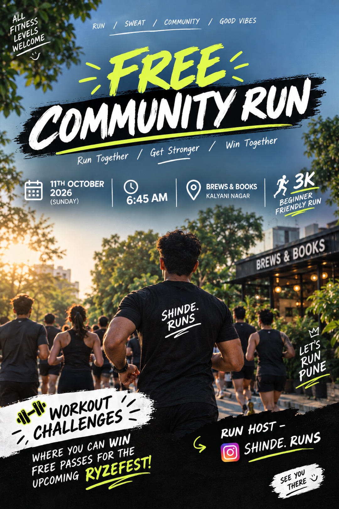 Free Community Run at Brews & Books, Kalyani Nagar.